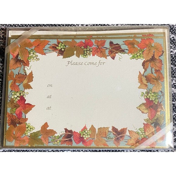 Invitations & Envelopes 3) boxes of 10 Fall Leaf & Grapes Design Thanksgiving - Picture 1 of 1